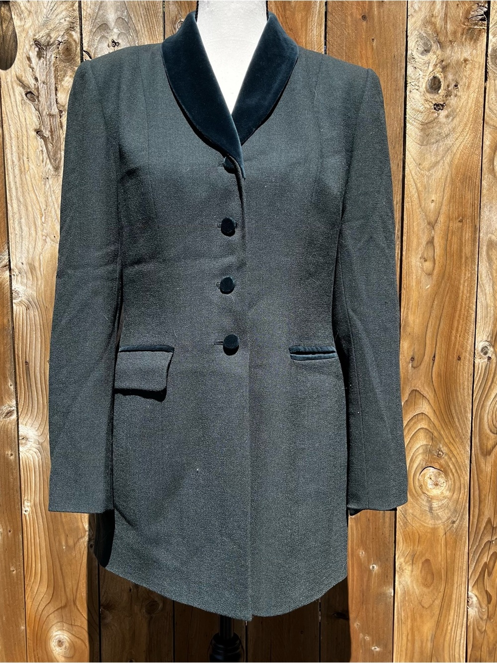 Vintage 80s Kasper for A.S.L. Green Blazer with a velvet collar Accepting Offers